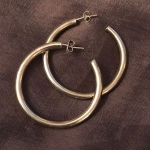 Solid Sterling Silver Hoops. 1.5” Diameter.